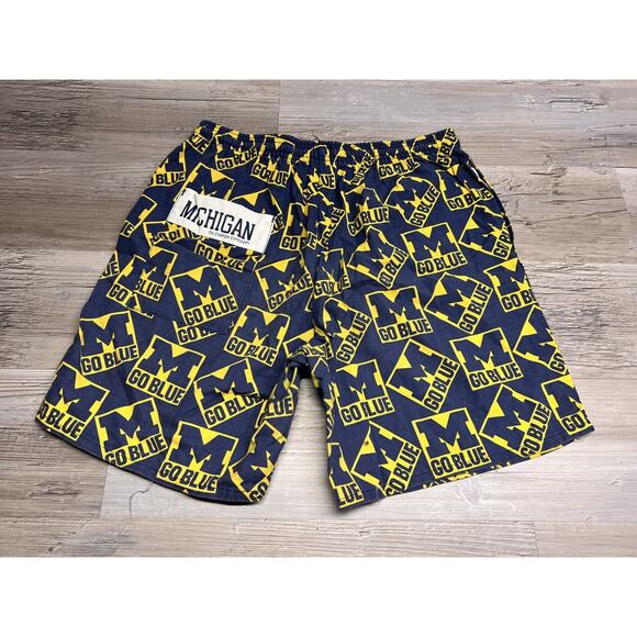 Vintage 90s University of Michigan Shorts Bottom Drawers Drawstring Go Blue Sz M - Picture 2 of 8